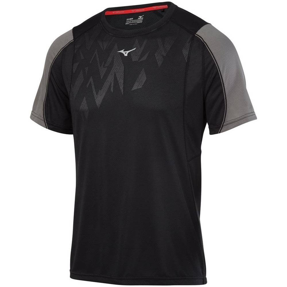Panske Tričko Mizuno Alpha Vent Bezecke Čierne Vypredaj SIPW64719